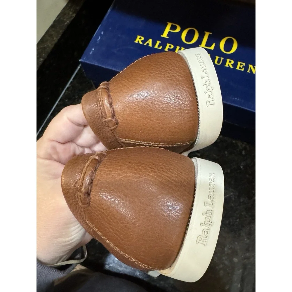 Polo Ralph Lauren Merton Loafer Slip On Round Toe Venetian Tan Size 10.5 Leather